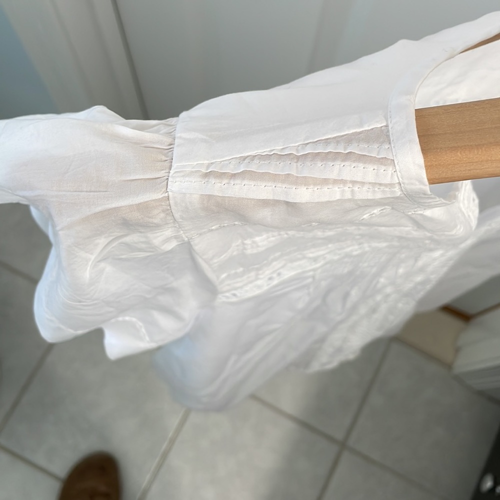 Gap - White Cotton shirt with lace detailing - Small Tall - Picture 12 of 13